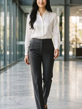 Lovely Covington Wide Leg Dress or Casual Pants in Gray. Blazer or Sweater Wear.